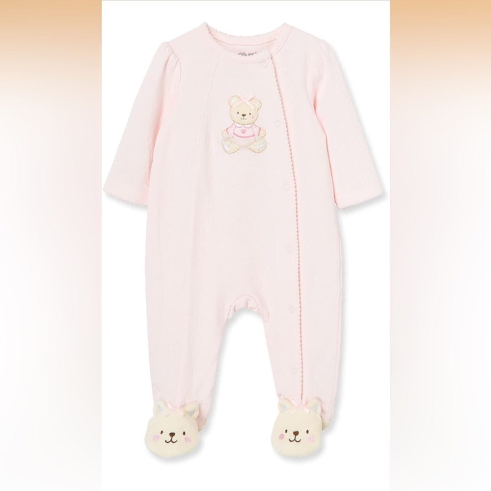 NEW Little Me Baby Girls Cotton One Piece Footie Sleeper Preemie Outfit Bear